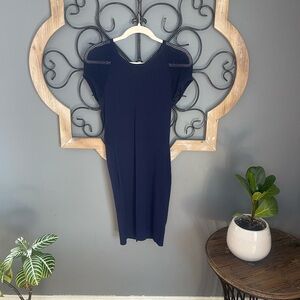 John + Jenn Navy Midi Dress - Cool Orange Full Zip Back